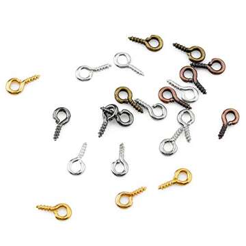 BEADIA Small Screw Eye Pins 4mmx8mm for Jewelry Making Handmade DIY (6 Colors 600pcs)