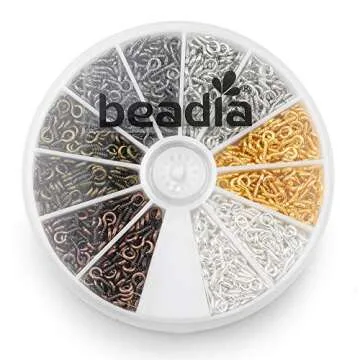 BEADIA Small Screw Eye Pins 4mmx8mm for Jewelry Making Handmade DIY (6 Colors 600pcs)