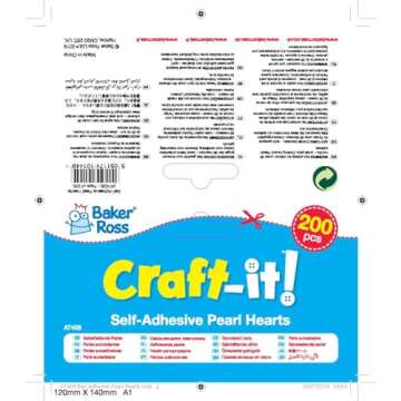 Baker Ross AT408 Heart Self-Adhesive Pearls - Pack of 200, Assorted Jewel Sticker Craft Embellishments for Kids Arts and Crafts Decorating