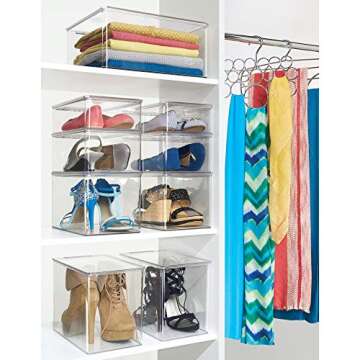 iDesign Plastic Stackable Closet Organizer with Lid, Home Organization Storage Box for Clothes, Toys...