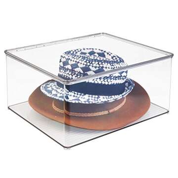 iDesign Plastic Stackable Closet Organizer with Lid, Home Organization Storage Box for Clothes, Toys, Bedroom, Dorm, Office, and More, Large, Clear