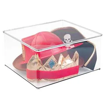 iDesign Plastic Stackable Closet Organizer with Lid, Home Organization Storage Box for Clothes, Toys, Bedroom, Dorm, Office, and More, Large, Clear