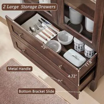 IFGET 71" Tall Arched Kitchen Pantry Cabinet, Wood Kitchen Storage Cabinets with 2 Large Drawers and Adjustable Shelves, Modern Farmhouse Versatile Cupboard for Kitchen, Dining Room, Bathroom, Brown