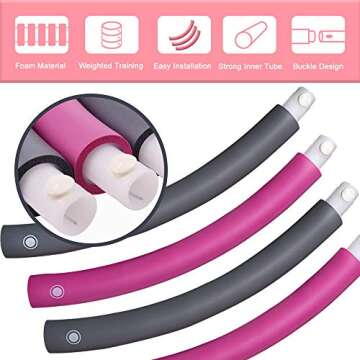 ANATYU Weighted hoop for Woman and Man Exercise Removable Multiple Assembly Design Professional Fitness Hoop Brings Perfect Figure