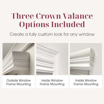 ARLO BLINDS Faux Wood Blinds with Crown Valance - 22" Width x 60" Height, White, Cordless Window Bli...