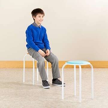Fat Catalog Stacking Stools with Padded Seats for Kids and Adults, 17" Standard Height Portable Nest...