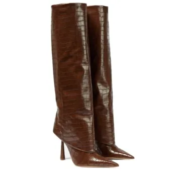 Goolita Comfortable Fold Over Knee High Boots for Women
