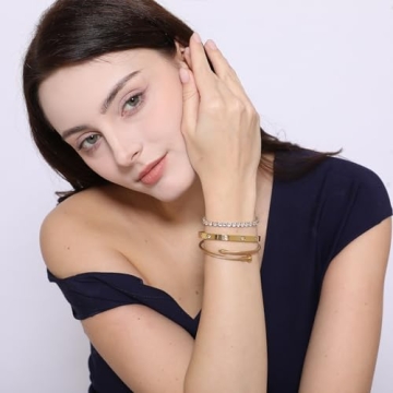 A D. ALLEN 18K Gold Plated Love Bracelet Set for Women