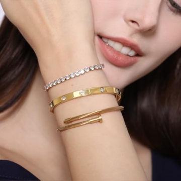 A D. ALLEN 18K Gold Plated Love Bracelet Set for Women