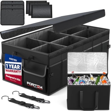 FORTEM Car Trunk Organizer with Cooler, Collapsible Multi-Compartment SUV Organizer, Non-Slip Bottom...