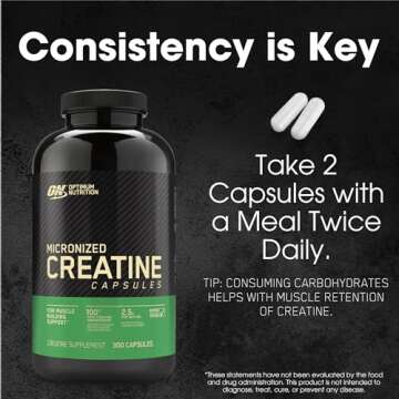 Optimum Nutrition Micronized Creatine Monohydrate Capsules, Keto Friendly, 2500mg, 300 Capsules (Packaging May Vary)