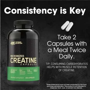 Optimum Nutrition Micronized Creatine Monohydrate Capsules, Keto Friendly, 2500mg, 300 Capsules (Packaging May Vary)