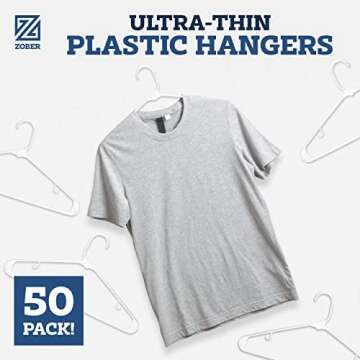Clothes Hangers - White, Plastic Hangers 50 Pack for Shirts, Dresses, and Pants - Durable, Flexible Plastic Clothing Hangers