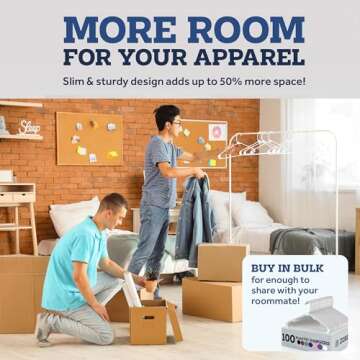 Clothes Hangers - White, Plastic Hangers 50 Pack for Shirts, Dresses, and Pants - Durable, Flexible Plastic Clothing Hangers