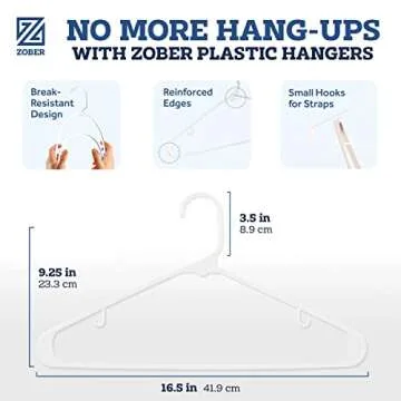 Durable Plastic Clothes Hangers 50 Pack for Closet