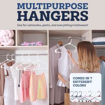 Clothes Hangers - White, Plastic Hangers 50 Pack for Shirts, Dresses, and Pants - Durable, Flexible Plastic Clothing Hangers