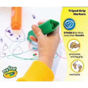 Crayola Triangle Toddler Markers (8ct), Easy Grip Washable Markers for Toddlers, Arts & Crafts Supplies, Coloring Markers for Young Kids