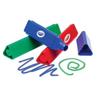 Crayola Triangle Toddler Markers (8ct), Easy Grip Washable Markers for Toddlers, Arts & Crafts Supplies, Coloring Markers for Young Kids