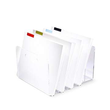 russell+hazel Acrylic Collator Sorter, Clear Acrylic, 10" x11.5" x6.5", 5 Slots, (30790)