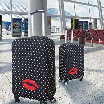Explore Land Travel Luggage Cover Suitcase Protector Fits 27-30 Inch Case (Polkadot, L)