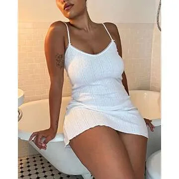 Women Y2k Floral Spaghetti Strap Short Dress Low Cut Bodycon Mini Dress Sleeveless Cami Dress Summer Streetwear F-white