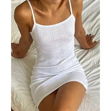 Women Y2k Floral Spaghetti Strap Short Dress Low Cut Bodycon Mini Dress Sleeveless Cami Dress Summer Streetwear F-white