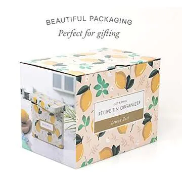 Jot & Mark Decorative Recipe Tin Box for Recipe Cards, Greeting Card Holder | Holds Hundreds of 4” x 6” Cards
