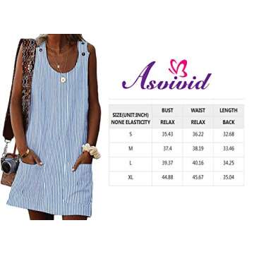Asvivid Women's Striped Sundress - Stylish Sleeveless Summer Dress