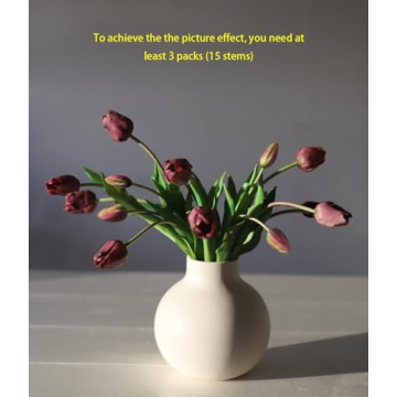 ANNIE&PANDA Real-Touch Mauve Artificial Tulip Flowers