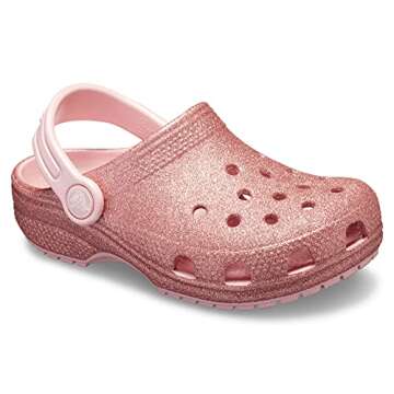 Crocs Unisex-Child Classic Glitter Clogs | Sparkly Shoes for Kids, Blossom, 1 Little Kid