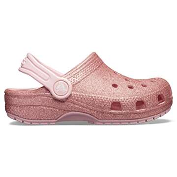 Crocs Unisex-Child Classic Glitter Clogs | Sparkly Shoes for Kids, Blossom, 1 Little Kid
