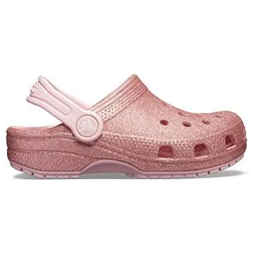 Crocs Unisex-Child Classic Glitter Clogs | Sparkly Shoes for Kids, Blossom, 1 Little Kid