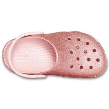 Crocs Unisex-Child Classic Glitter Clogs | Sparkly Shoes for Kids, Blossom, 1 Little Kid
