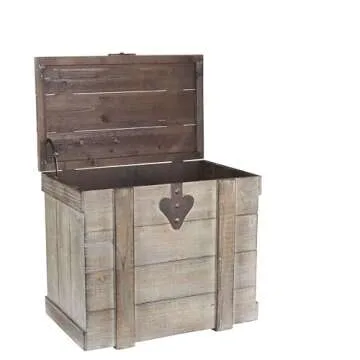 Household Essentials White Washed Rustic Decorative Wooden Trunk, Medium