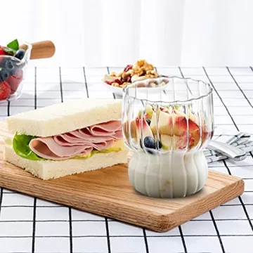 Aemygo 4 Pcs Ribbed Drinking Glasses Set - Elegant Drinkware