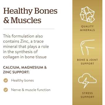 Solgar Calcium Magnesium Plus Zinc, 250 Tablets - Promotes Healthy Bones and Teeth - Supports Nerve & Muscle Function - Non GMO, Vegan, Gluten Free, Dairy Free, Kosher, Halal - 83 Servings