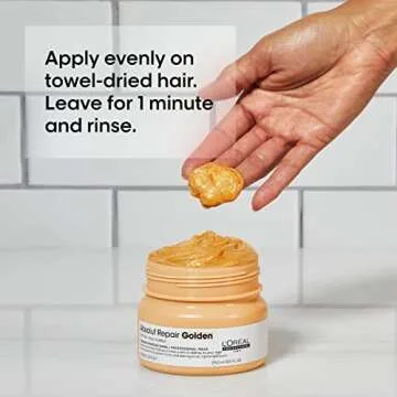 L'Oreal Professionnel Absolut Repair Golden Mask - Repairs Damage & Provides Shine For Fine to Medium, Dry, & Damaged Hair With Quinoa & Proteins