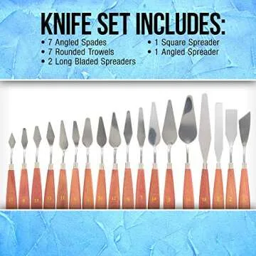 U.S. Art Supply 18-Piece Artist Stainless Steel Palette Knife Set - Wood Hande Flexible Spatula Painting Knives for Color Mixing Spreading, Applying Oil, Acrylic, Pouring Paint on Canvases, Cake Icing