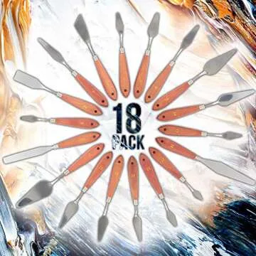 U.S. Art Supply 18-Piece Artist Stainless Steel Palette Knife Set - Wood Hande Flexible Spatula Painting Knives for Color Mixing Spreading, Applying Oil, Acrylic, Pouring Paint on Canvases, Cake Icing