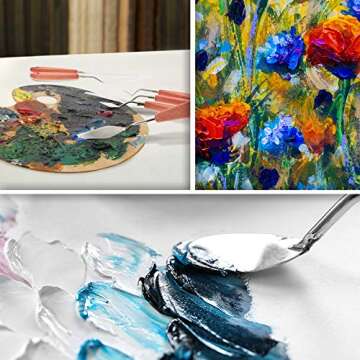 U.S. Art Supply 18-Piece Artist Stainless Steel Palette Knife Set - Wood Hande Flexible Spatula Painting Knives for Color Mixing Spreading, Applying Oil, Acrylic, Pouring Paint on Canvases, Cake Icing