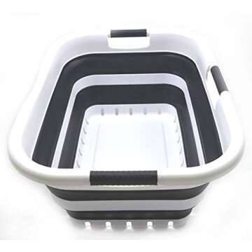 SAMMART 41L (10.8 gallon) Set of 2 Collapsible 3 Handled Plastic Laundry Basket-Foldable Pop Up Stor...
