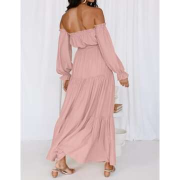 ZESICA Pink Off Shoulder Maxi Dress for Every Occasion