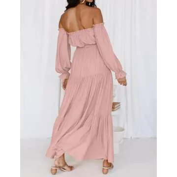 ZESICA Pink Off Shoulder Maxi Dress for Every Occasion