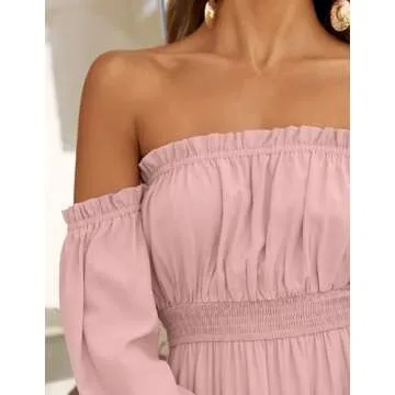 ZESICA Pink Off Shoulder Maxi Dress for Every Occasion