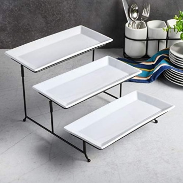 Gibson Home 3-Tier Rectangle Plate Set with Stand
