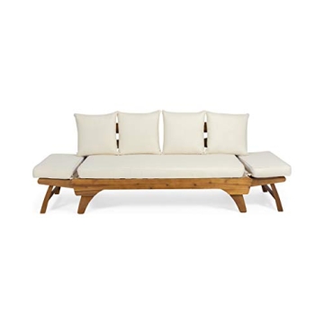 Expandable Acacia Wood Daybed with Cushions for Outdoors