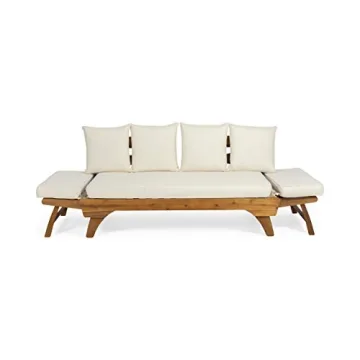 Expandable Acacia Wood Daybed with Cushions for Outdoors