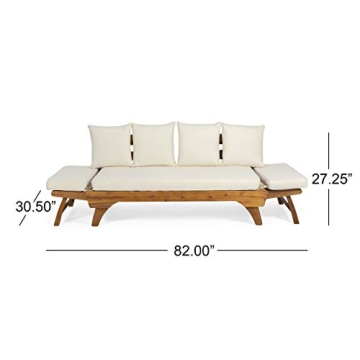 Expandable Acacia Wood Daybed with Cushions for Outdoors