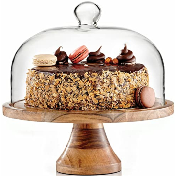 Royalty Art 4-in-1 Cake Stand with Dome, Cheese Board, Covered Platter, and Serving Tray for Pastrie...