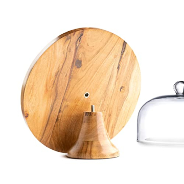 Royalty Art 4-in-1 Cake Stand with Dome, Cheese Board, Covered Platter, and Serving Tray for Pastries, Pies, Appetizers, and Holiday Treats, Decorative Kitchen Server and Display